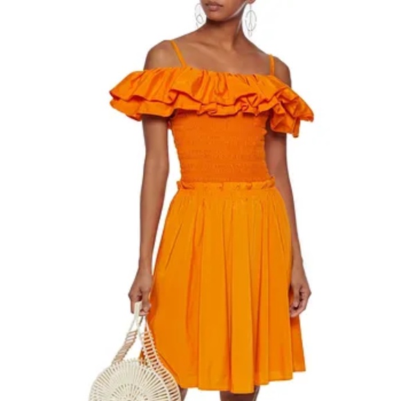 NICHOLAS Cold-shoulder ruffled shirred Dress